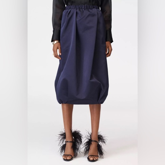 Zara VOLUMINOUS TAFFETA SKIRT LIMITED EDITION. Navy Blue. Size XS. New with Tags - Picture 6 of 16